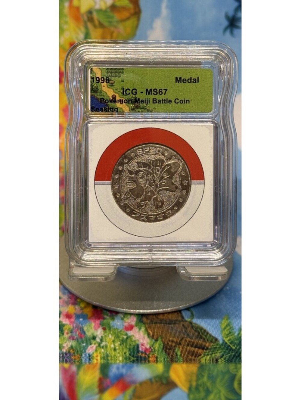 Seaking Pokémon Meiji Battle Coin Medal 1998 Japanese ICG MS67